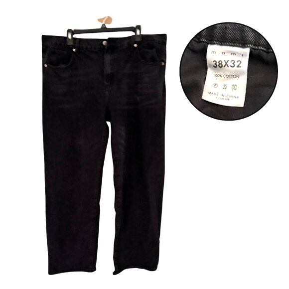MNML Men’s 38x32 Black Denim Jeans 100% Cotton Straight Leg Dark Wash - Picture 1 of 4
